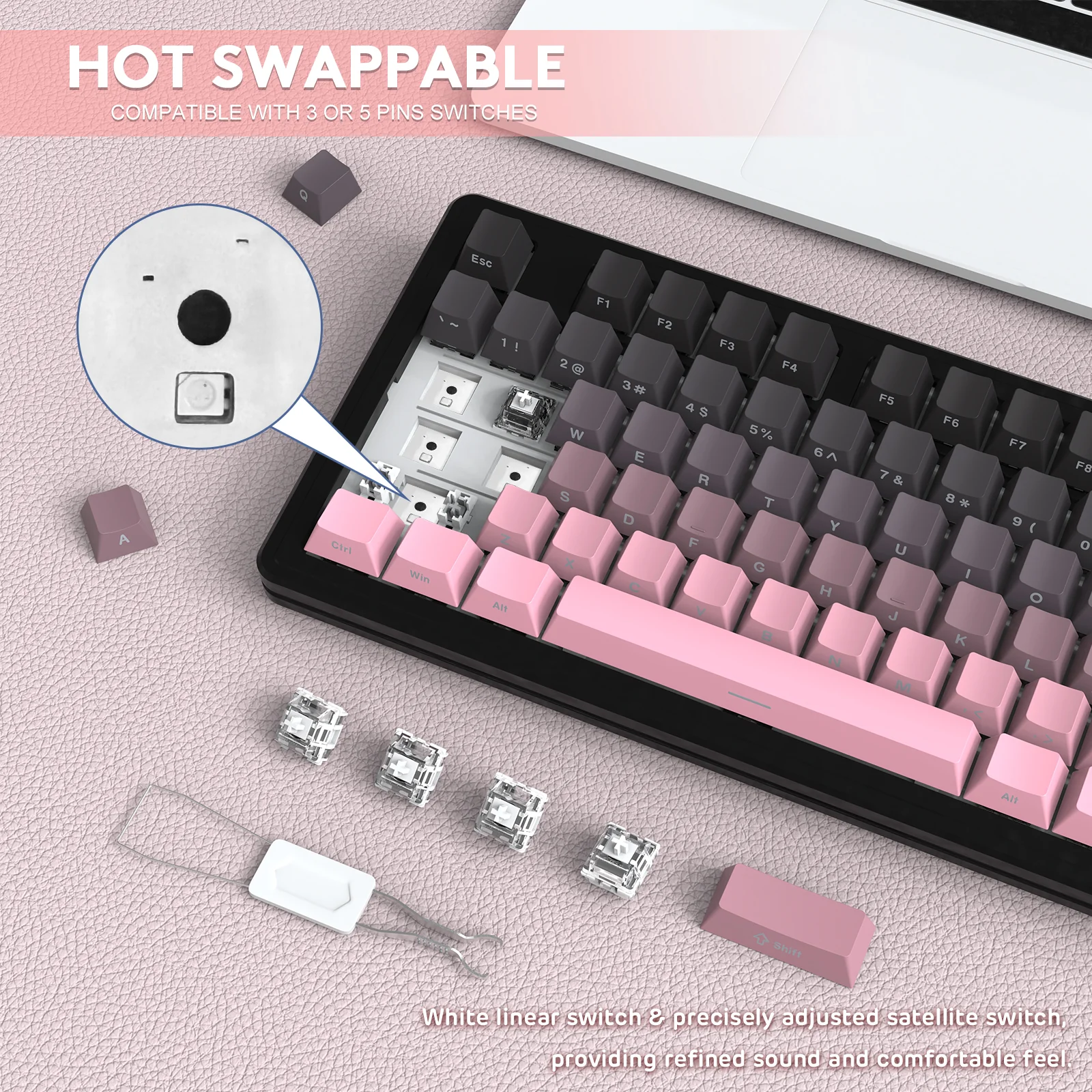 ATTACK SHARK M87PRO Wireless Mechanical Keyboard with Side Printed PBT Keycaps - Image 14