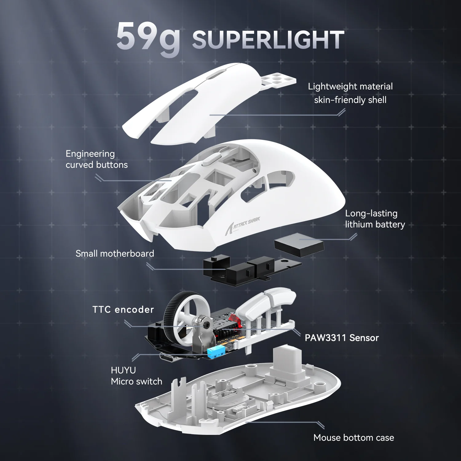 ATTACK SHARK R1 Wireless Gaming Mouse - Image 6
