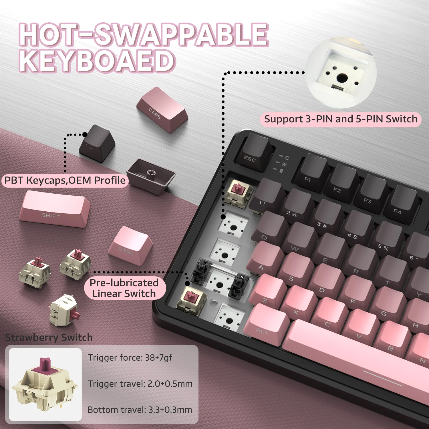 ATTACK SHARK X87 Tri-mode Gasket Mechanical Keyboard - Image 46