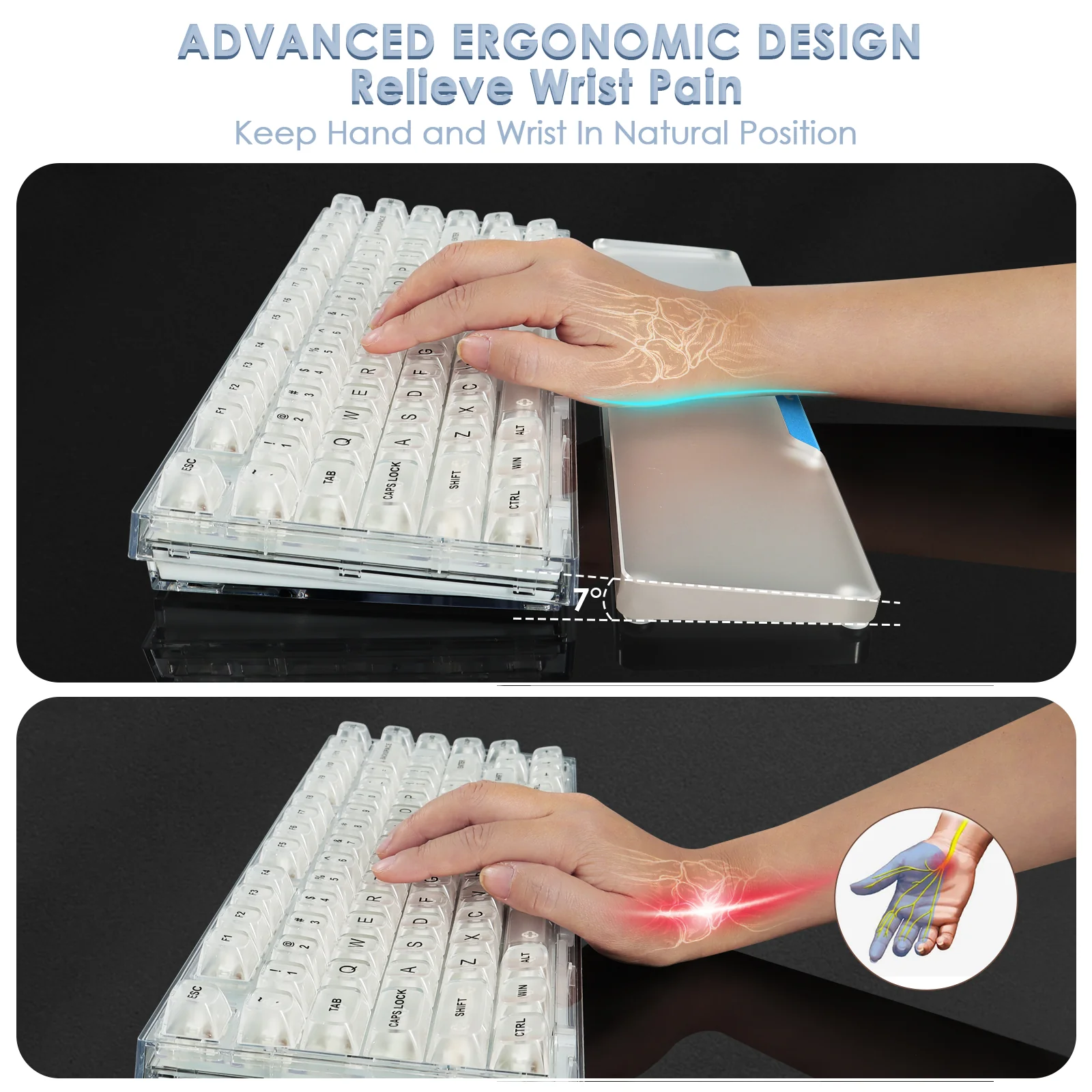 ATTACK SHARK 68 KEYS ACRYLIC WRIST REST - Image 15