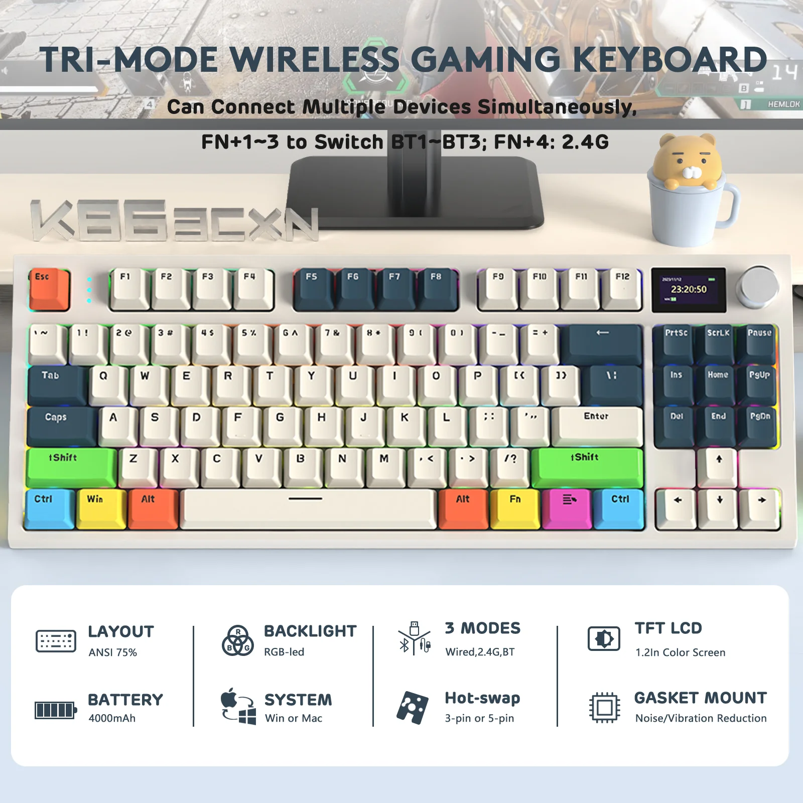 ATTACK SHARK K86 Wireless Mechanical Keyboard with Coiled Cable - Image 45