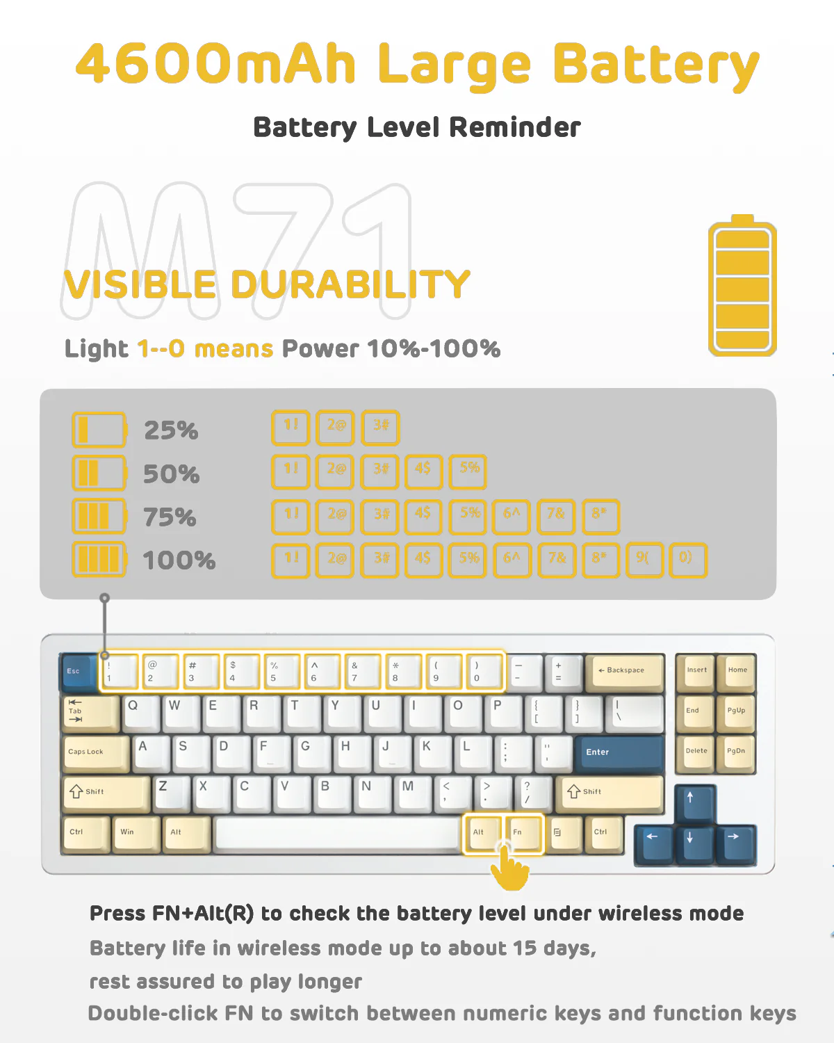 ATTACK SHARK x XINMENG M71 Knob CNC Aluminum Wireless Mechanical Keyboard - Image 5