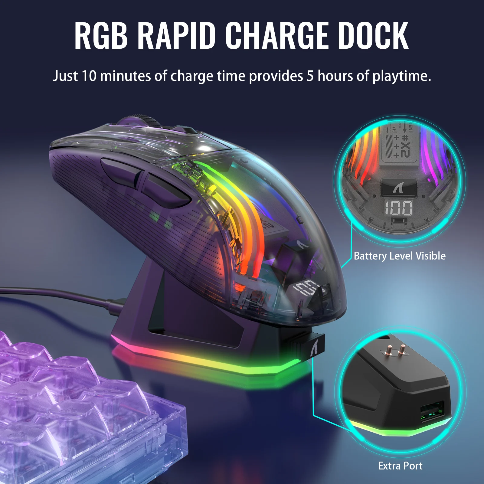 ATTACK SHARK X2PRO Wireless Gaming Mouse with Charging Dock - Image 3