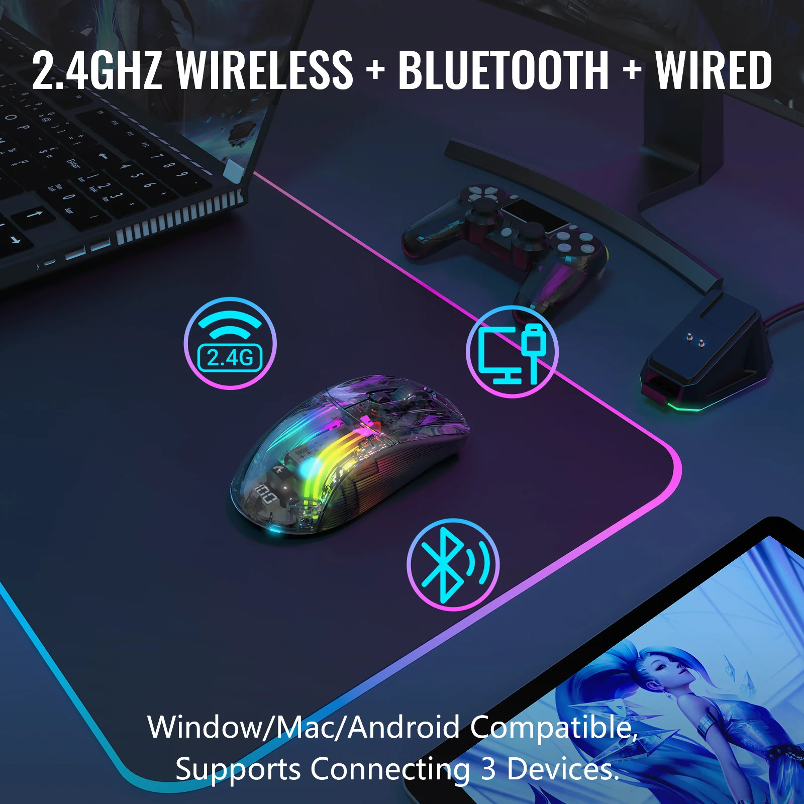 ATTACK SHARK X2PRO Wireless Gaming Mouse with Charging Dock - Image 4
